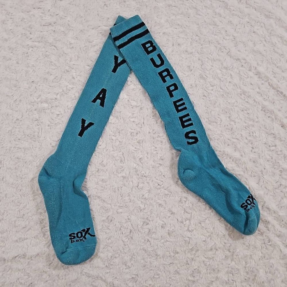 Yay burpees womens compression socks blue by the sox box WOD HIIT workout